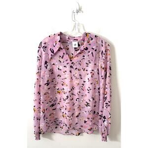 CAbi Shear V-Neck Blouse Pink Black Size Small
